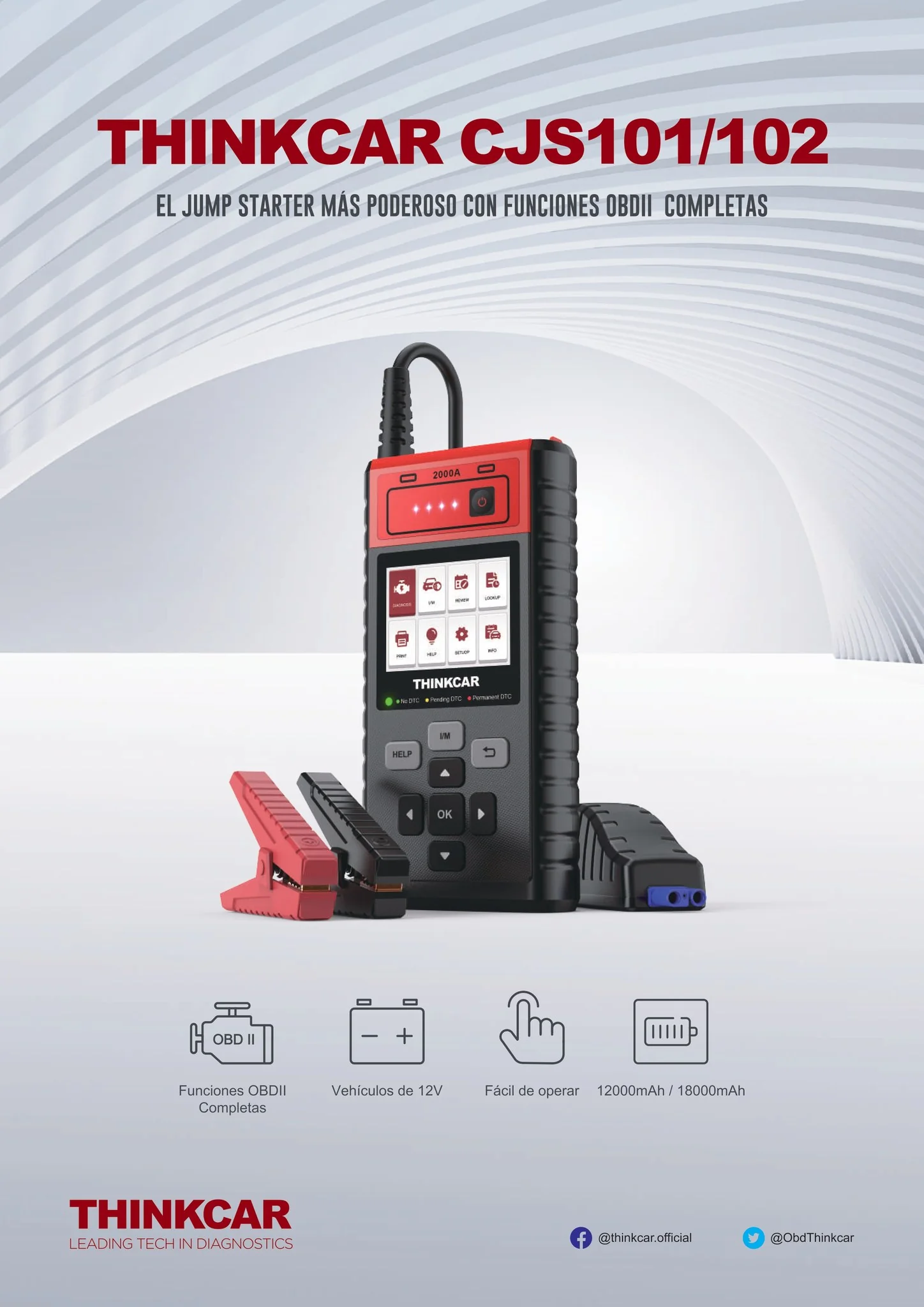 Thinkcar CJS102 (1200Mah) - Portable Vehicle Battery Jump Starter Battery Pack Tool - Image 4