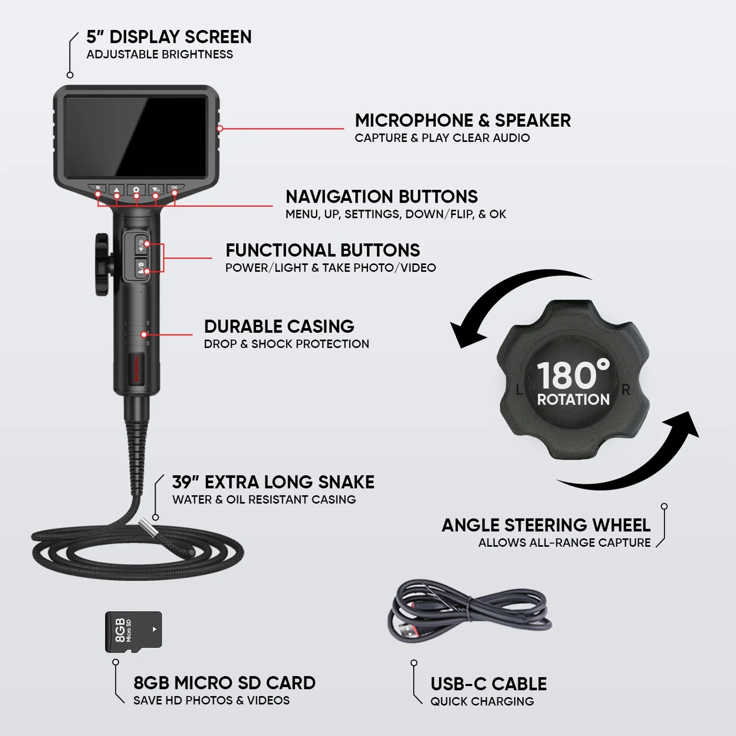 Thinkcar ES401 Automotive Inspection Camera - HD Digital Endoscope with LED Light - Image 6