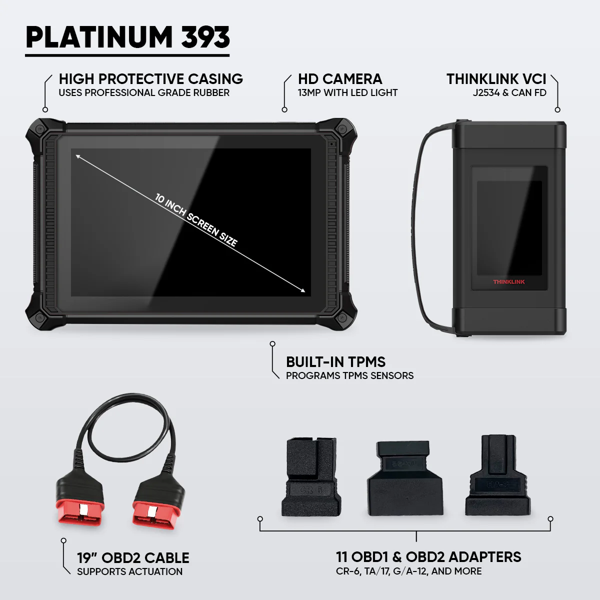 Thinkcar Platinum 393 10-Inch Automotive Diagnostic Scanner - Full System OBD2 Scan Tool with Active Test Functions - Image 4