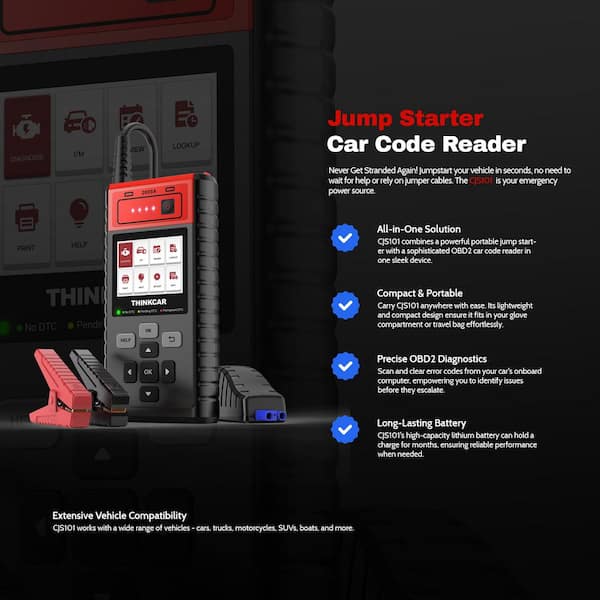 Thinkcar CJS101 (1800Mah) - Portable Vehicle Battery Jump Starter & OBD2 Code Reader Diagnostic Tool - Image 7