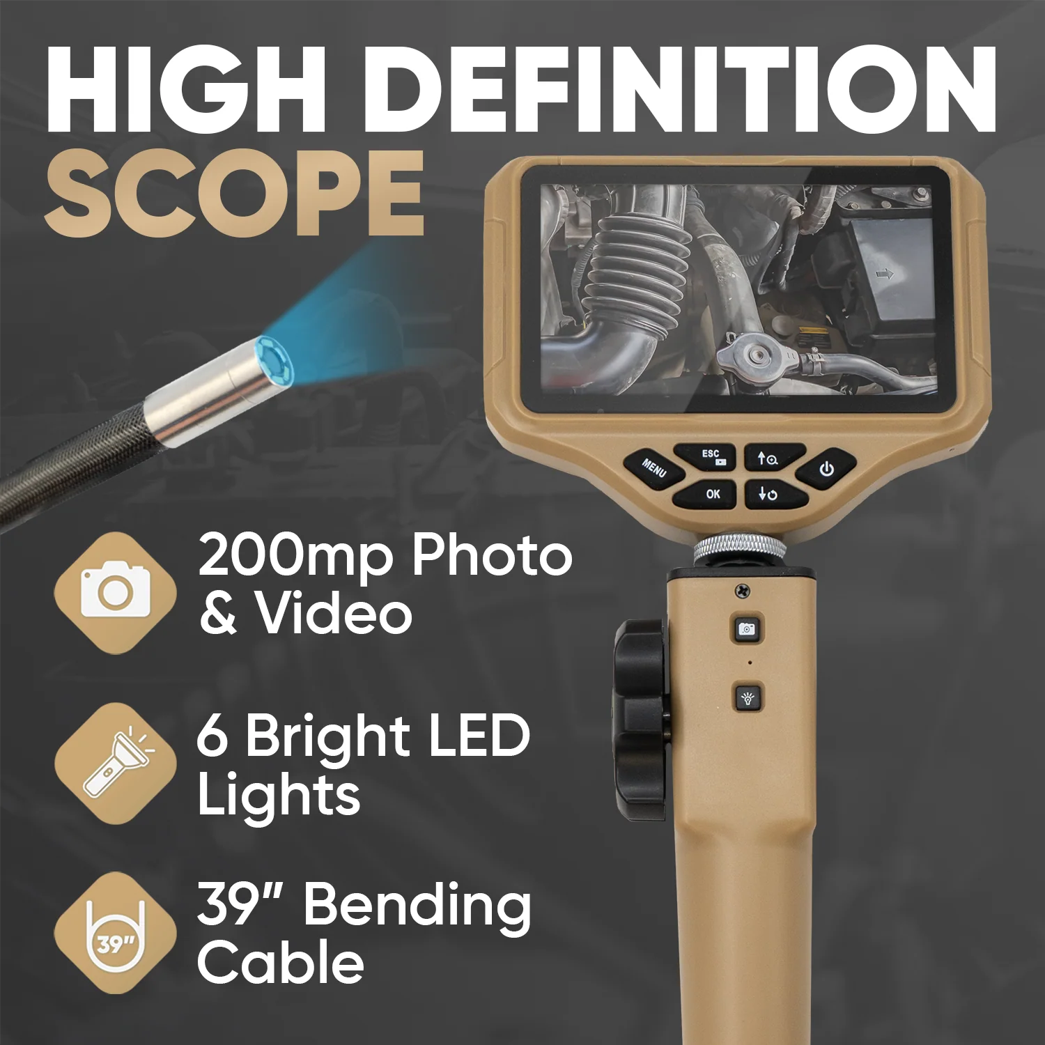Thinkcar ES402 Endoscope - 4.5" LED Screen with Flexible Bi-directional 180° steering - Image 2