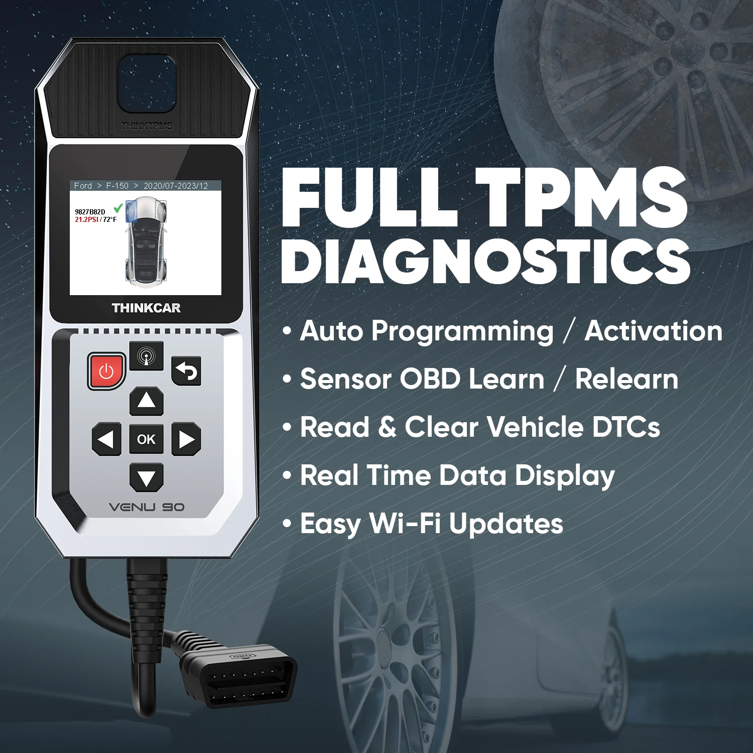 Thinkcar VENU 90 TPMS Sensor Activation & Relearn Tool - Tire Pressure Monitoring System Diagnostic Scanner - Image 3